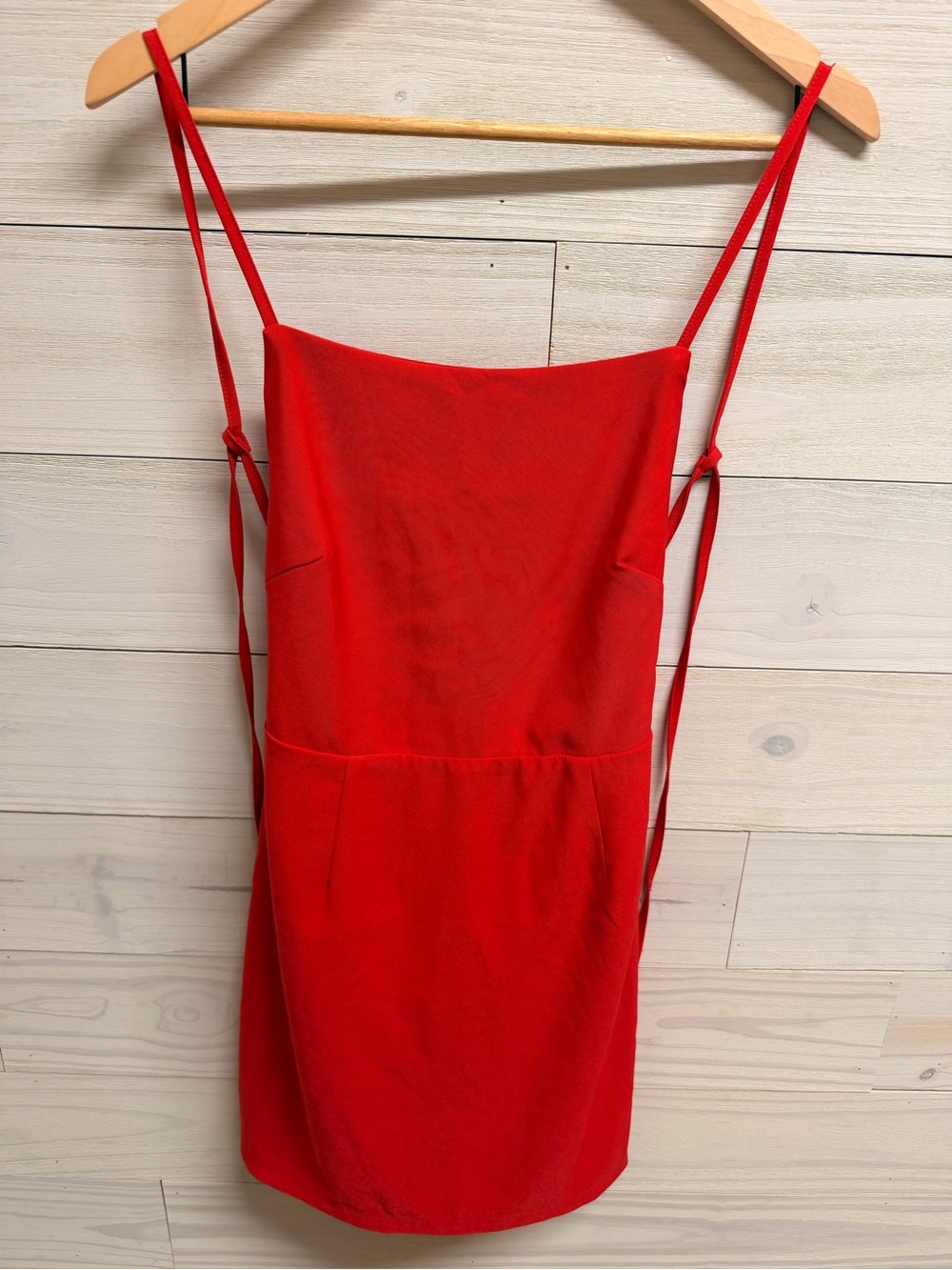 superdown Red Slip Mini Dress with Adjustable Tie Straps